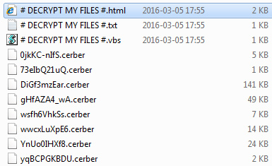 Folder with encrypted files and ransom notes